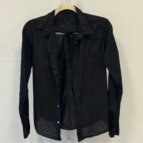 Frank & Eileen BARRY Tailored Button-Up Shirt Slim Tailored Fit Black Small